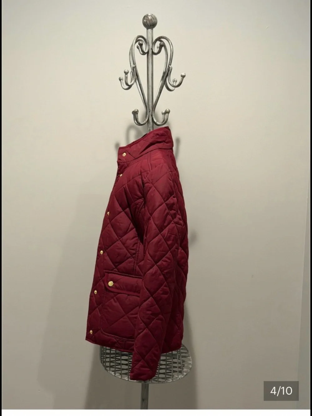 BUNDLE OF 2: J. Crew Quilted Wine Red & Navy Blue Puffer Jackets with Gold Snaps